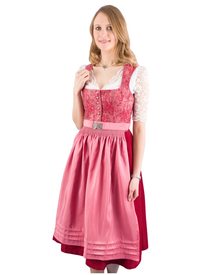 Midi Dirndl Country Line 41259/7 rot/lachs