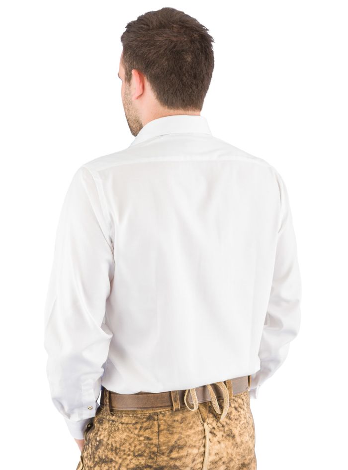 Trachtenhemd klassisch weiß arido 2421-2719-00 aus Baumwolle mit Hirschhornknöpfen modern fit 