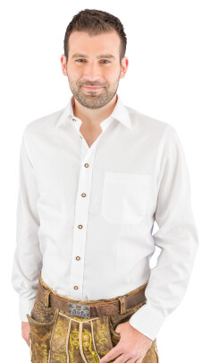 Trachtenhemd klassisch weiß arido 2921-2719-00 aus Baumwolle mit Hirschhornknöpfen modern fit 40