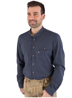 Trachtenhemd Stehkragenhemd Spieth & Wensky Norm Slim Fit blau