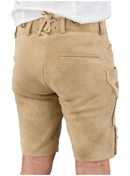 Trachtenlederhose kurz Ostarrichi Weinbauer Ursprung Rothirsch sand hell Stick S oliv