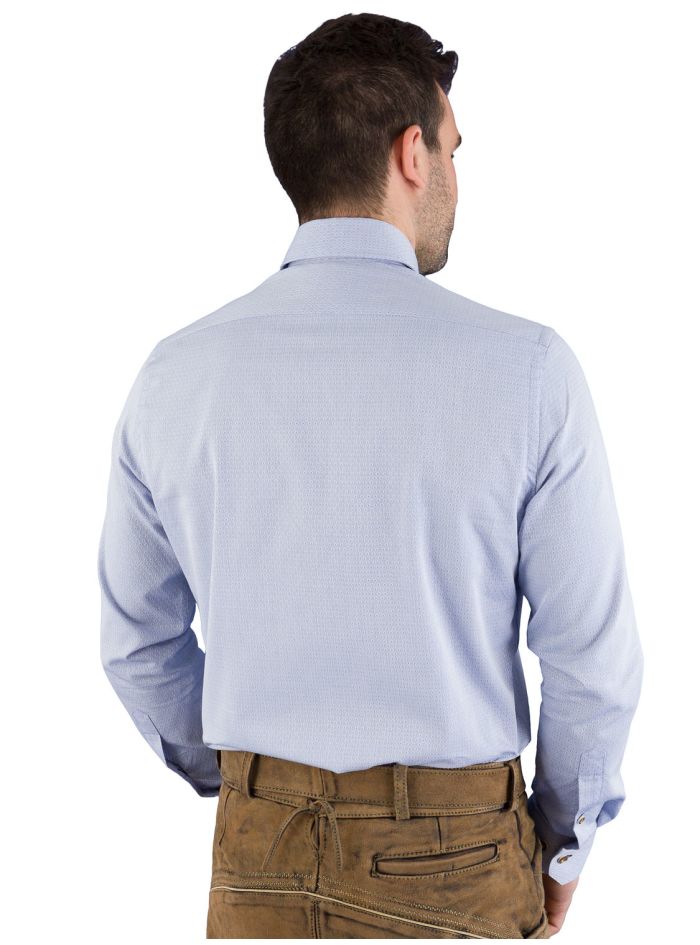 Trachtenhemd Doppelkragen Button-down Modern Fit Arido 2436 3692 blau