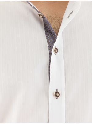 Trachtenhemd Stehkragenhemd Gweih & Silk Deutensee weiß grau tailored fit