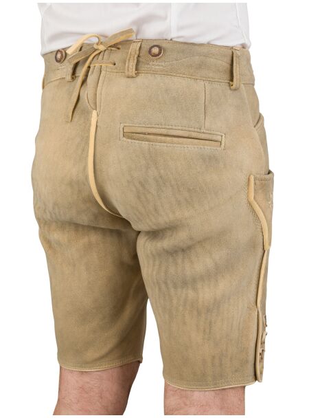 Trachtenlederhose kurz Ostarrichi Weissenberg Hirsch grau Stick natur