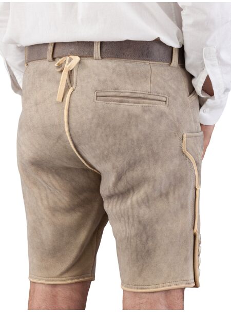 Trachtenlederhose kurz Ostarrichi Weissenberg Hirsch grau Stick natur