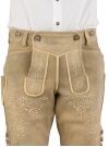 Trachtenlederhose kurz Ostarrichi Weissenberg Hirsch grau Stick natur
