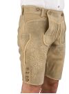 Trachtenlederhose kurz Ostarrichi Weissenberg Hirsch grau Stick natur