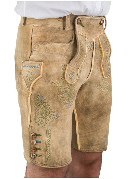 Lederhose Meindl Erzherzog Johann 284503bs 501 190 altschwarz Stick grün blau