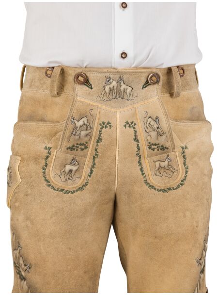 Meindl Hirschlederhose kurz Gamsbrunft 2318 501 539 kiesel