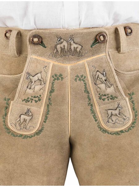Meindl Hirschlederhose kurz Gamsbrunft 2318 501 539 kiesel