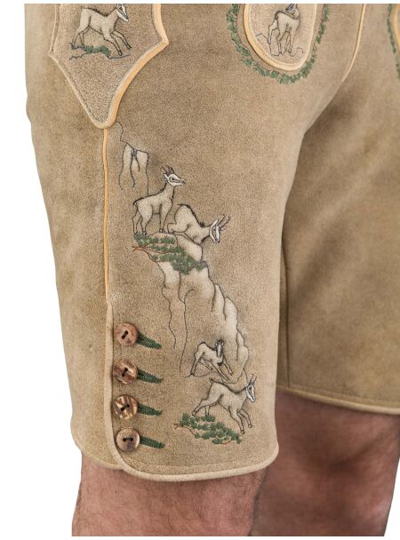 Meindl Hirschlederhose kurz Gamsbrunft 2318 501 539 kiesel