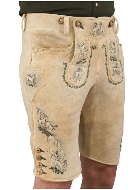 Meindl Hirschlederhose kurz Gamsbrunft 2318 501 539 kiesel