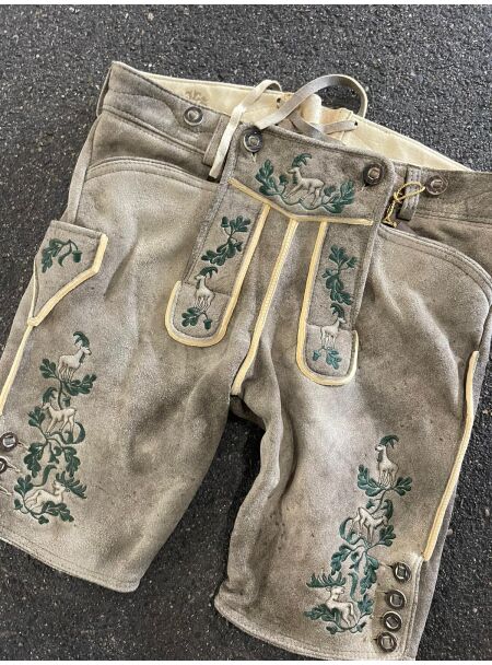 Ostarrichi Hirschlederhose kurz Wildleben Stick 084 altsalzburg 44
