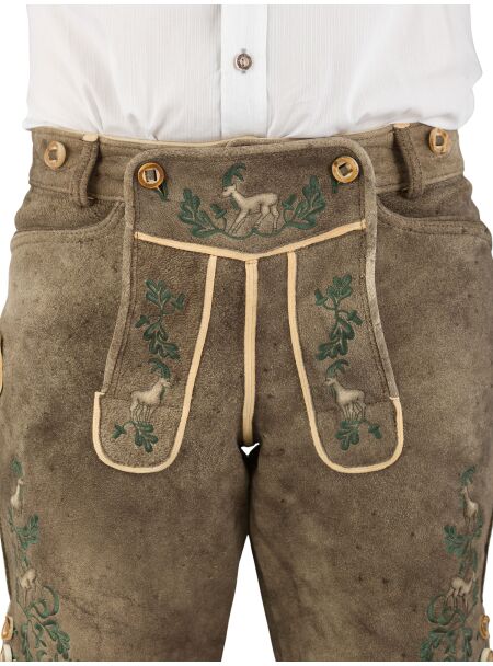 Ostarrichi Hirschlederhose kurz Wildleben Stick 084 altsalzburg 52