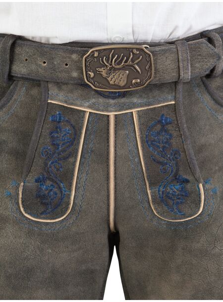 Spieth & Wensky kurze Lederhose Fendo magma, Stick blau