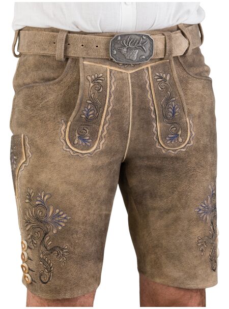 Spieth & Wensky kurze Lederhose Fend 440750-1480/6667 hirse, Stick schwarzblau