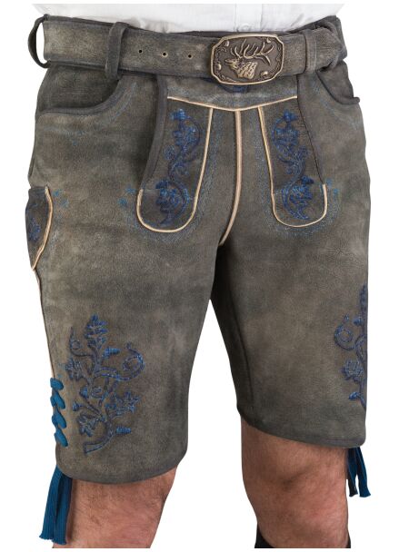 Spieth & Wensky kurze Lederhose Fendo magma, Stick blau 44