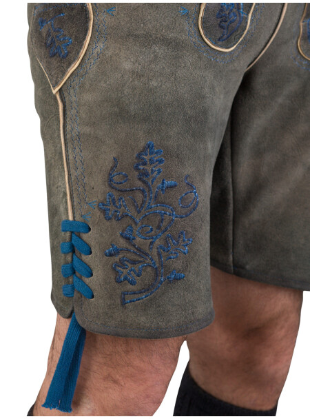 Spieth & Wensky kurze Lederhose Fendo magma, Stick blau 44