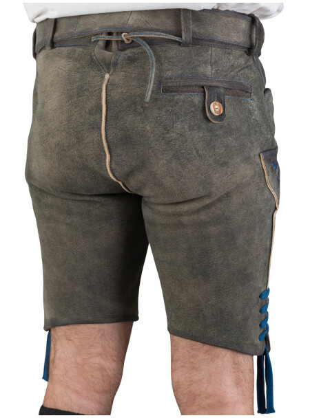 Spieth & Wensky kurze Lederhose Fendo magma, Stick blau 44