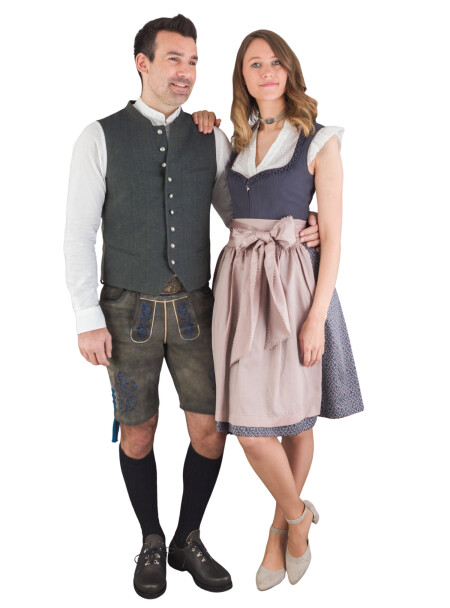 Spieth & Wensky kurze Lederhose Fendo magma, Stick blau 44