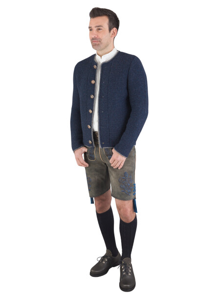 Spieth & Wensky kurze Lederhose Fendo magma, Stick blau 44