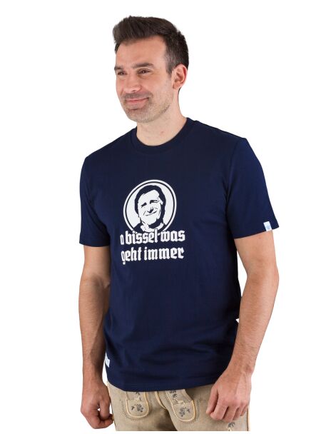 Trachten T-Shirt A BISSEL WAS GEHT IMMER navy blau