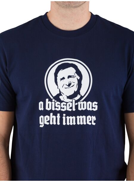 Trachten T-Shirt A BISSEL WAS GEHT IMMER navy blau