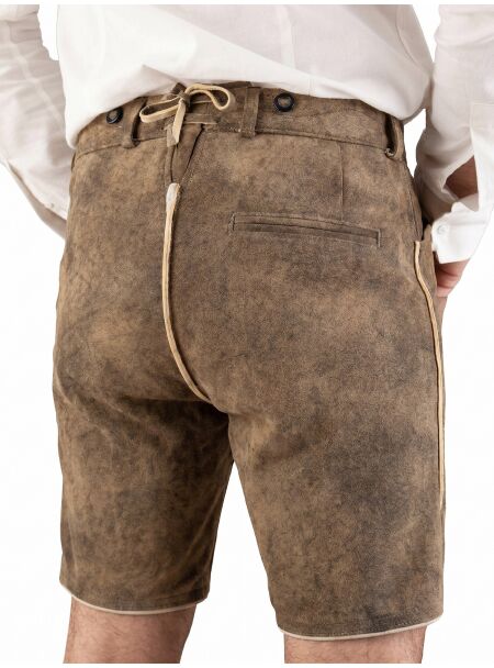 Ostarrichi kurze Lederhose Weissenberg stein antik, Büffelhornknöpfe