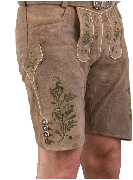 Spieth & Wensky kurze Lederhose Harry 461020-0648/6716 6716 patina/ St. grün