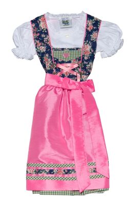 Isar-Trachten Kinderdirndl mit Bluse 44406 blau pink