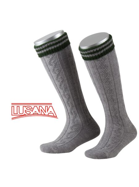 Trachtensocken Kinder Lusana L320R-0319 grau-grün Ki. Strumpf JB - 38-40