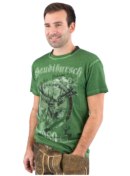 Trachten T-Shirt MarJo Gaudibursch grün Größe M